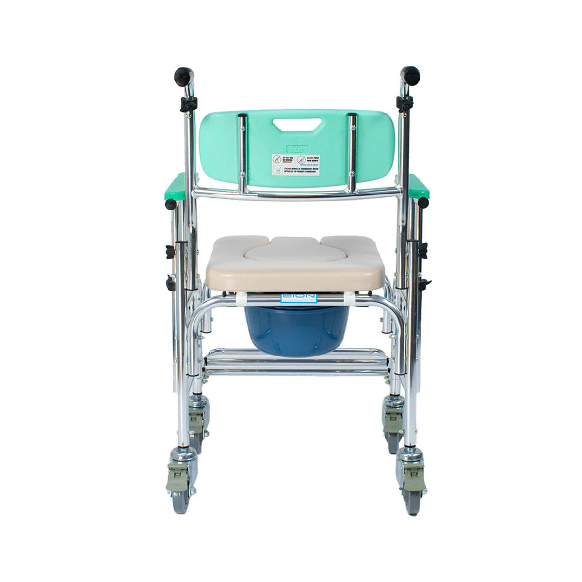 Commode Chair with Wheels | Detachable Armrest | Flip Up Footrests ...
